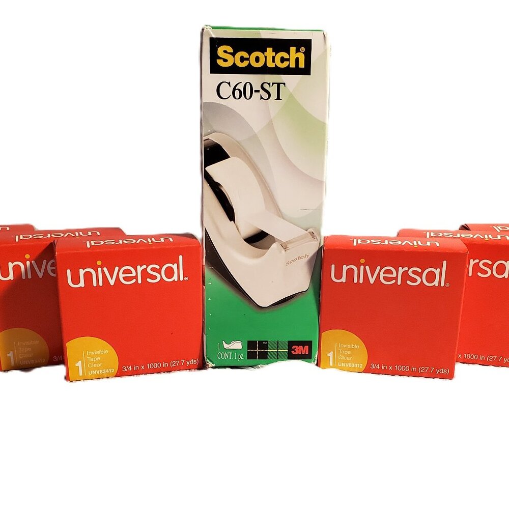 Scotch C60-ST Desktop Desk Tape Dispenser with 6 rolls of tape. Black/Silver